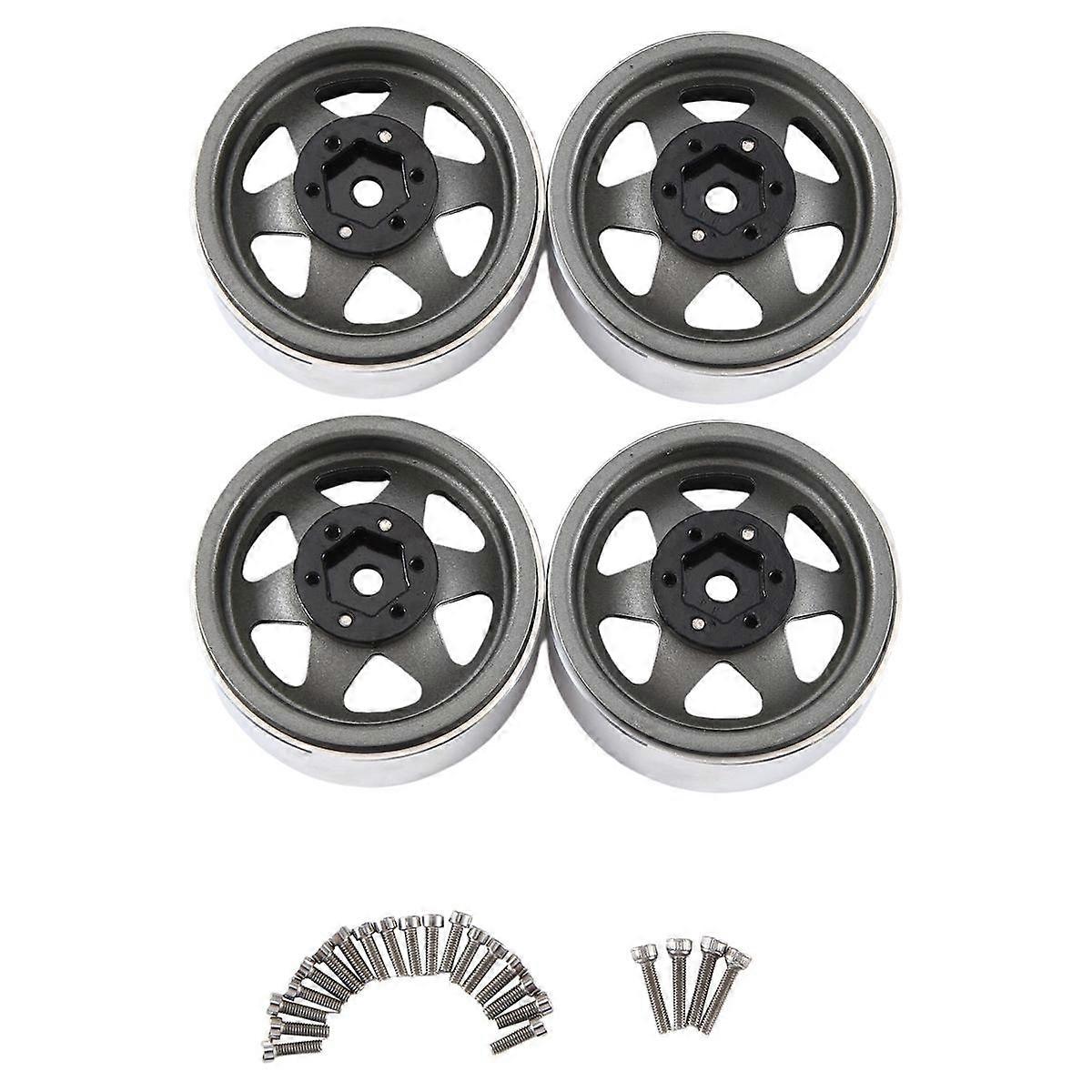 Vier 1,9-zoll-metall-beadlock-felgen Für Den Axial Scx10 Ii Iii Trx4 D90 Rc-crawler Im Maßstab 1:10, Grau.