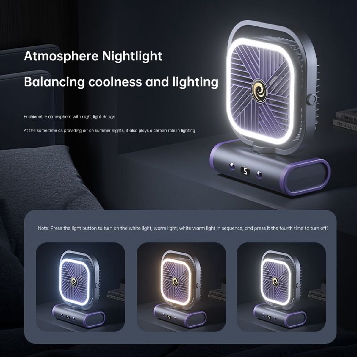 Ulisem – Wandventilator – Usb-aufladbar – 5 Geschwindigkeitsstufen – Leiser Gleichstrommotor – 2400-mah-akku – Automatische Links-/rechtsdrehung – Manuelle Neigungsverstellung