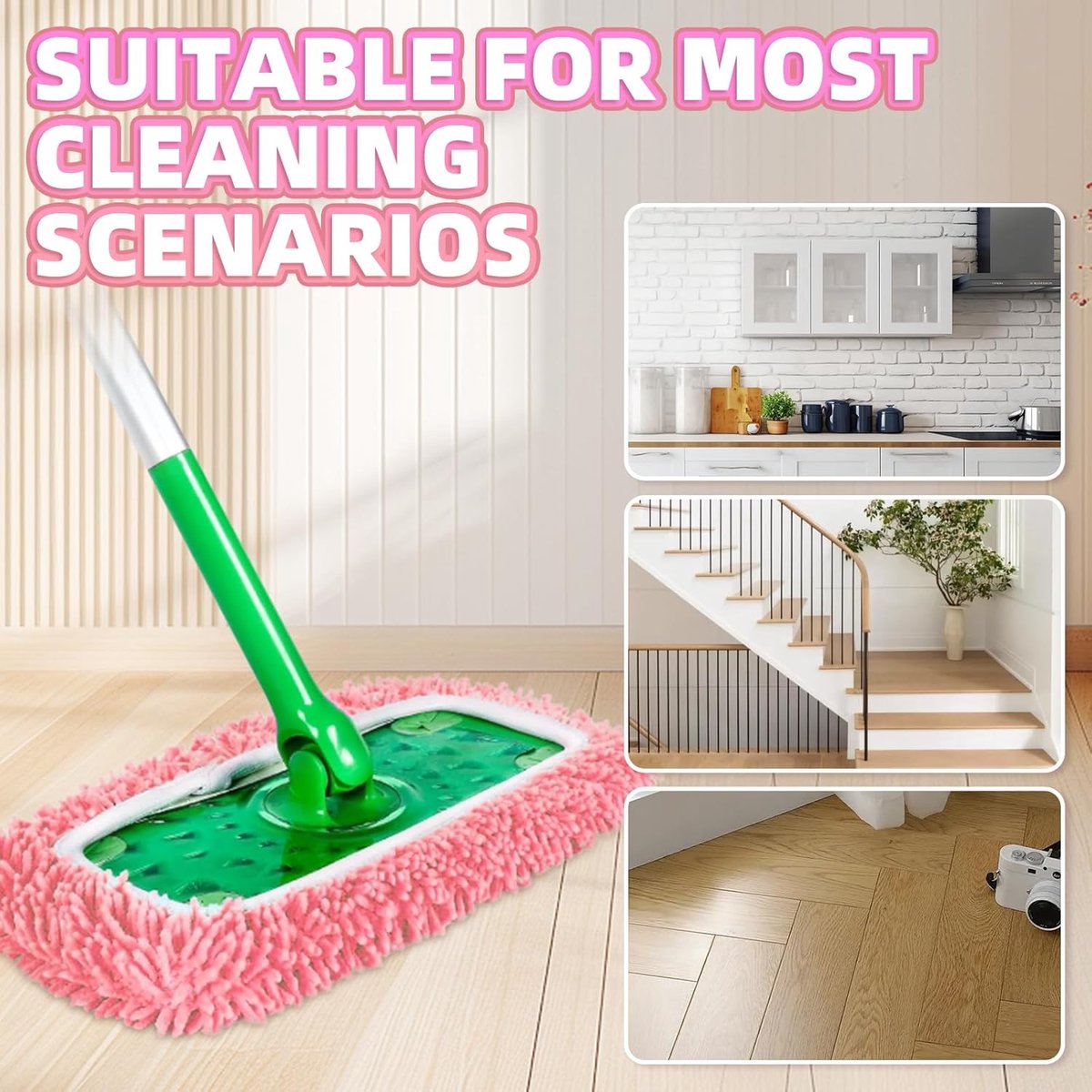 Snelshoppen – 4 Wiederverwendbare Reinigungstücher, Kompatibel Mit Dem Swiffer-mopp Waschbar Multifunktional Nass- Und Trockenreinigung Chenille-material
