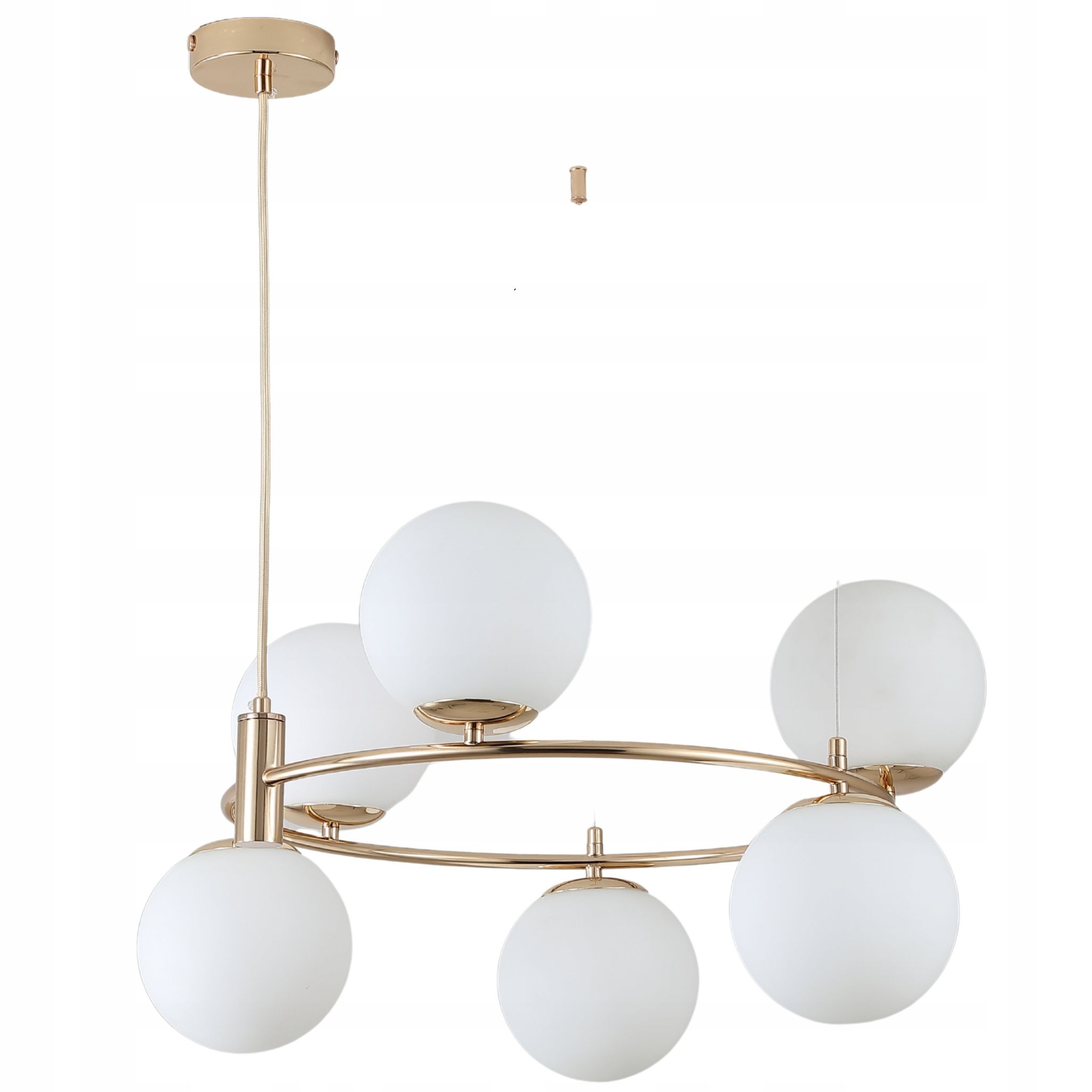 Moderne Goldene Led-pendelleuchte Mit Milchigem Licht Und Kronleuchterkugeln