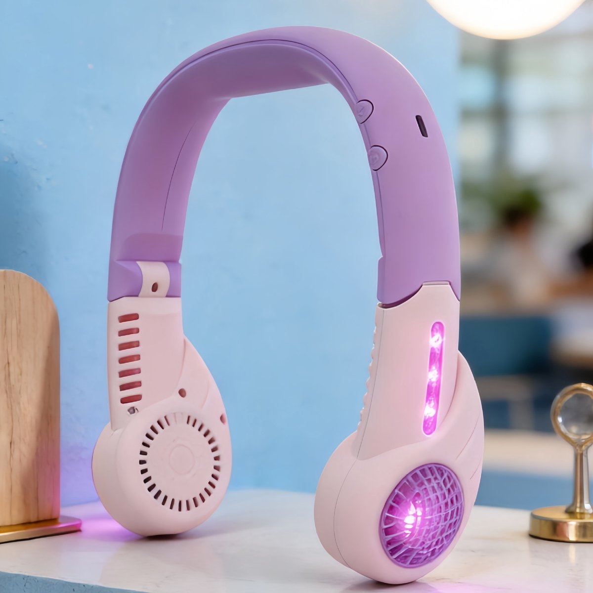 Ulisem – Nackenventilator – 1200 Mah Akku – 3 Geschwindigkeitsstufen – Integriertes Led-licht – Rotorblattlos – Usb-c-anschluss – Leicht Und Tragbar – Ideal Für Sport Und Outdoor-aktivitäten