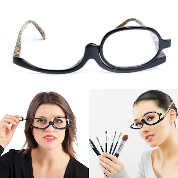 Vergrößerungsglas, Schminkbrille, Klappgläser, Schwarzer Rahmen, +1,5-4 Dioptrien
