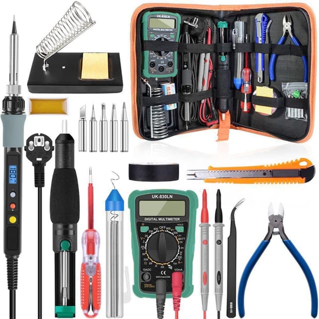 90 W 220 V Elektrisches Lötkolben-Set, Lötpistole, einstellbare Temperatur, LCD-Digital-Lötkolben mit Werkzeugsatz, Entlötpumpe, Lötkolbenspitzen,