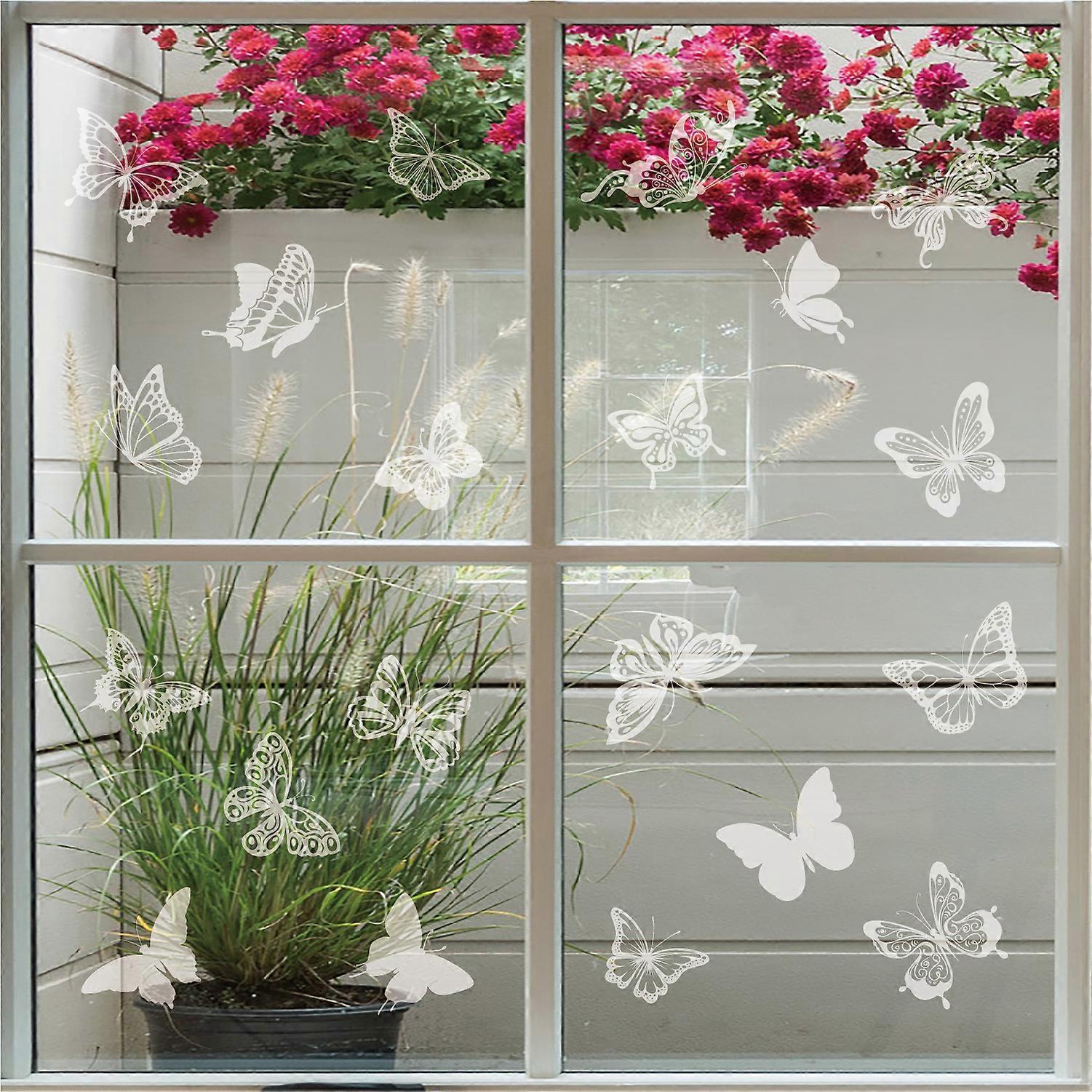 Schmetterlingsförmige Fensteraufkleber, Transparent/mattiert, Warnaufkleber Mit Vogelmotiv, 24 Blatt - Fy -