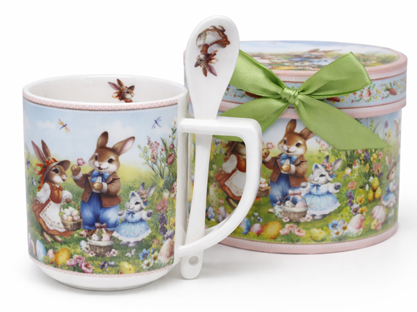 Porzellantasse Mit Löffel, 320 Ml, Osterhasen-geschenkbox