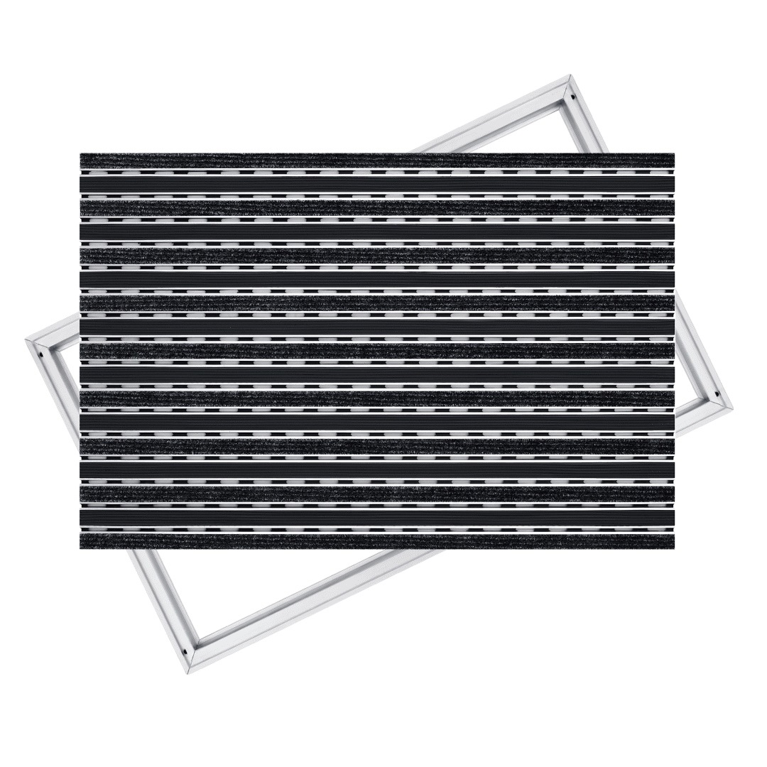Polentex Aluminium-fußmatte, Gummi + Ripsband: 60 X 40 Cm, 17 Mm, Mit Rahmen