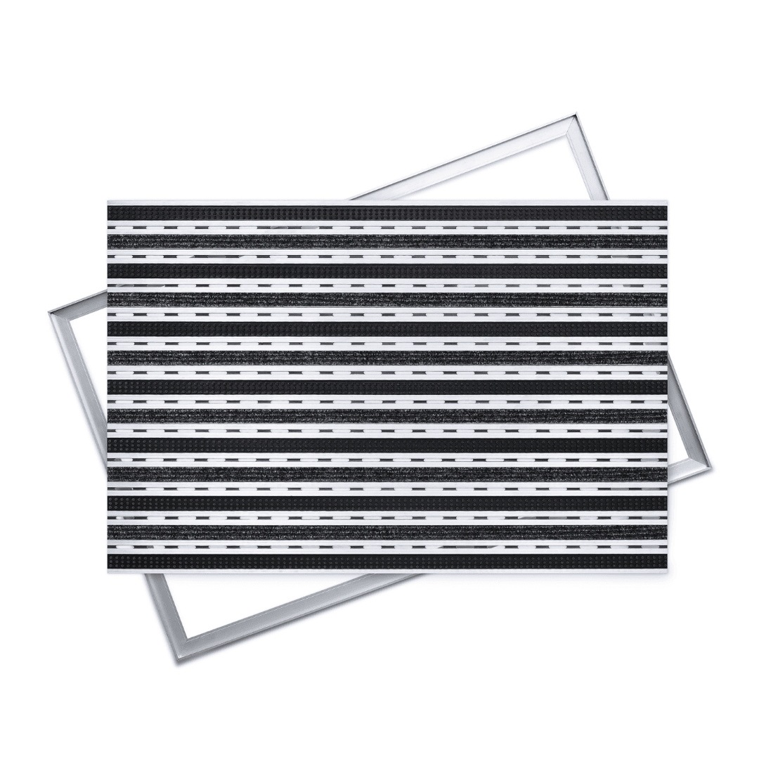 Polentex Aluminium-fußmatte, Gebürstet + Ripsband: 60 X 40 Cm, 12 Mm, Mit Rahmen