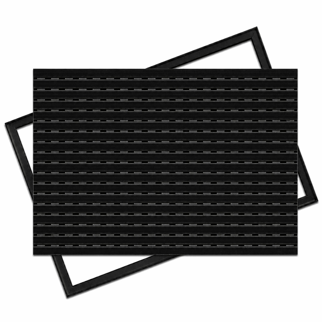Polentex Premium-fußmatte Aus Aluminium Und Schwarzem Gummi: 100 X 60 Cm, 17 Mm, Mit Rahmen