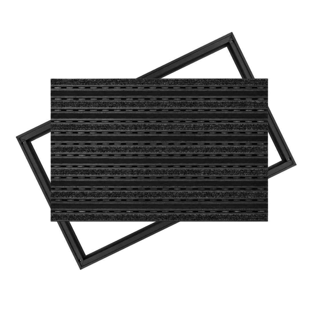 Polentex Premium-fußmatte Combi Junior 12, Schwarz, Gummi-ripsband, 90 X 60 Mm Rahmen