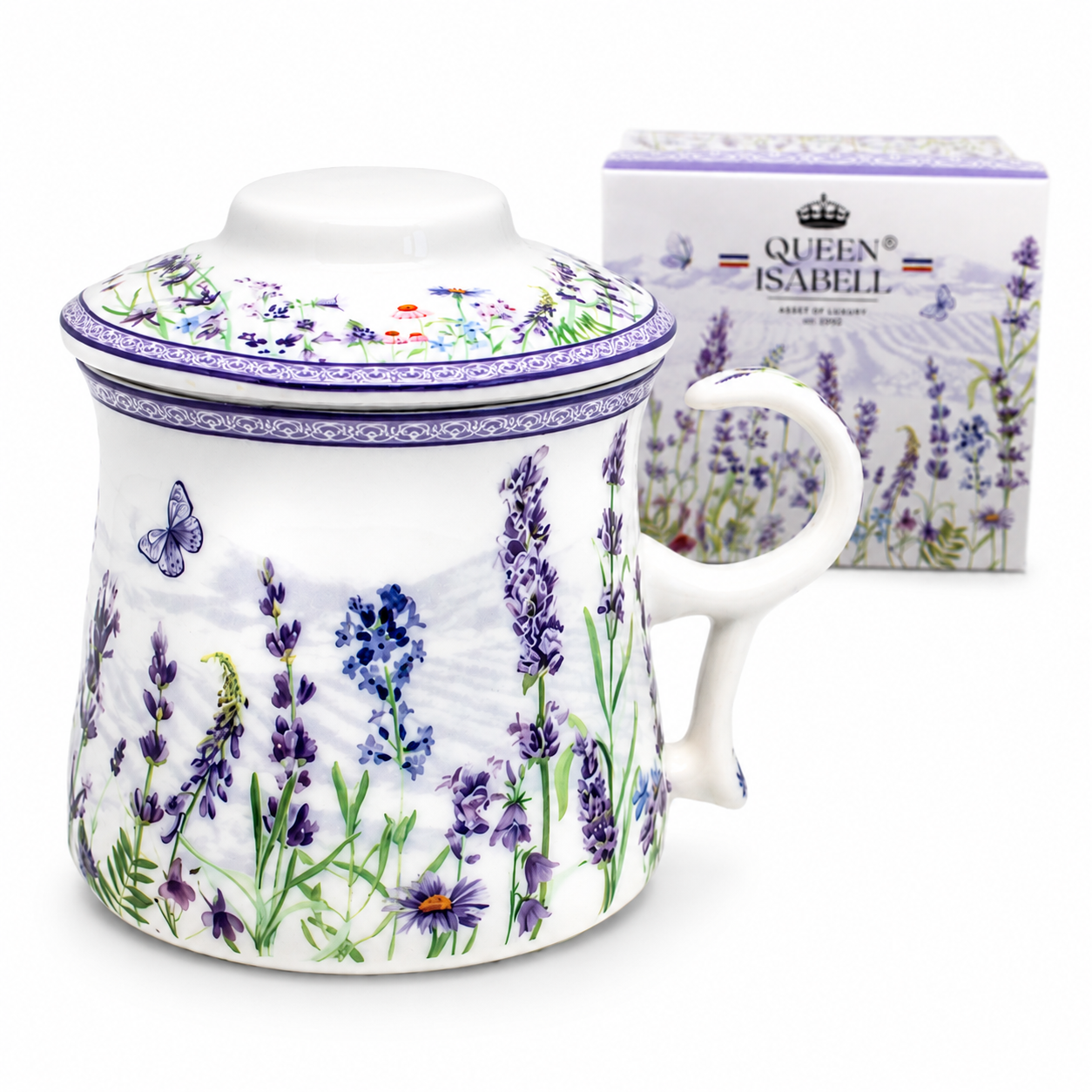 Porzellanbecher Mit Lavendel-einsatz, 350 Ml, Als Geschenk Von Königin Isabella
