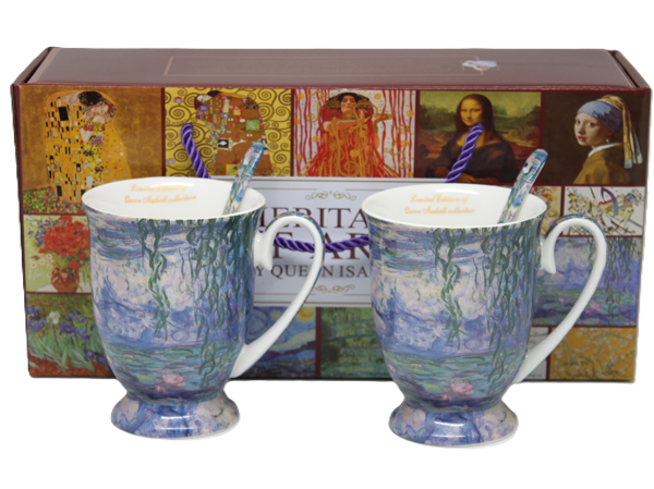 Porzellantassen 300 Ml, 2 Stück Mit Löffeln, Monet-seerosenmotiv Als Geschenk