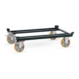Fetra Paletten-Fahrgestell für Gitterboxen und Flachpaletten mit Polyurethan-Bereifung 1255 x 855 mm Tragkraft 1050 kg