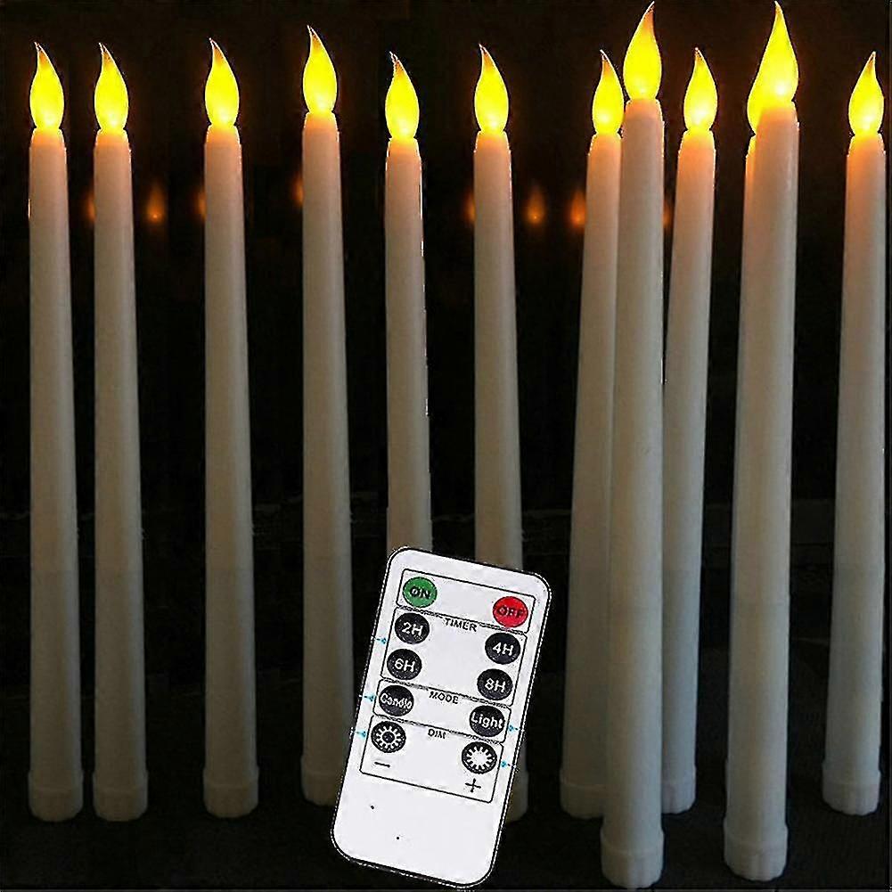 Set Mit 10 Batteriebetriebenen Led-leuchten Mit Fjärrkontrolle, Elfenfärgade Middagsljus Mit Slät Vaxfinish, Varmvit Led [yd]