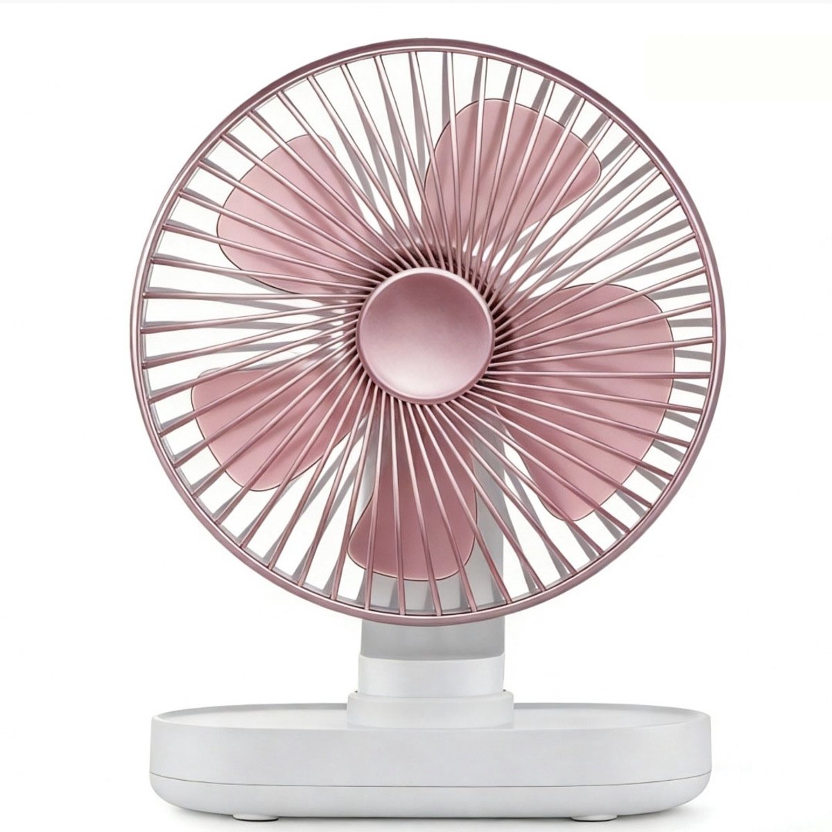 Wiederaufladbarer Tischventilator – 4 Geschwindigkeitsstufen – Oszillation – Leise – 4000-mah-akku – Kabellos – Ideal Für Zuhause, Büro Und Schlafzimmer – Rosa