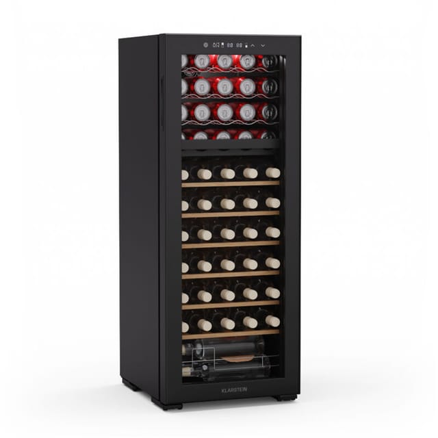 Klarstein Bovella 55 Duo+ Weinkühlschrank 55 Flaschen, 2 Zonen, 518°C, Touch-Bedienung, LED-Beleuchtung, UV-Schutz, Freistehend, Weinklimaschrank