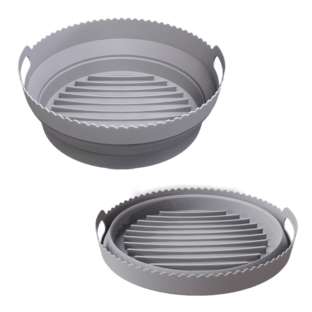 Silikon-backblech Für Heißluftfritteusen, Rundes Heißluftfritteusen-backblech, Multifunktionales Ofenbackblech, Grau