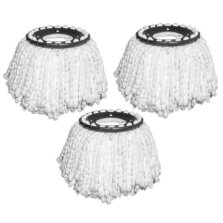 Set Mit 3 Rotierenden Wischmopp-aufsätzen, 16 Cm, Mikrofaser, Weiß