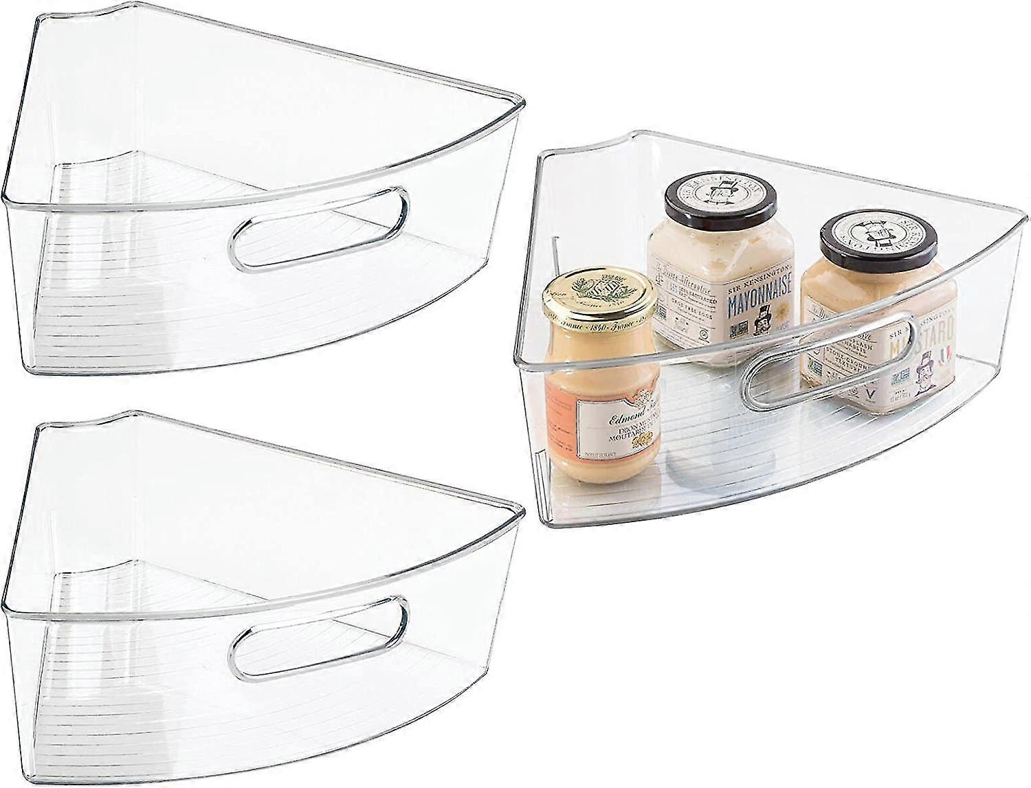 Aufbewahrungsboxen Aus Kunststoff Mit Griffen An Der Vorderseite, Geeignet Für Küchenschränke – Große, Fächerförmige Boxen (1/6 Keil) – Lebensmittelecht, Bpa-frei – 3er-pack – Transparent