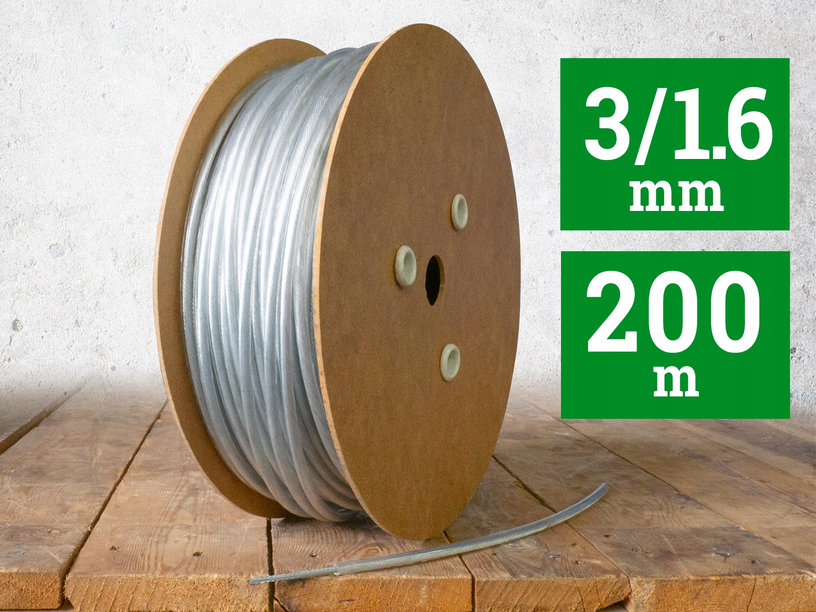 Stahlseil Aus Pvc, 1,6/3 Mm, 200 M, Farblos