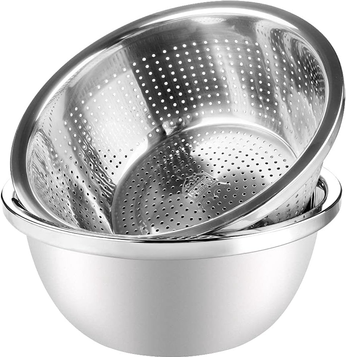Edelstahl-sieb 304 – Metall-sieb – Großes Sieb Mit Rührschüssel – Edelstahl-sieb Und -schneidesieb 304 Für Die Küche – 2-in-1