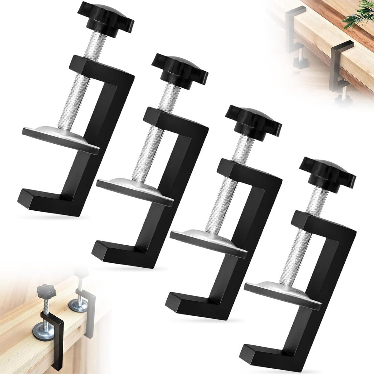 G-klemmen Für Die Holzbearbeitung – C-klemmen – Garantierte Stabilität – Rutschfester Gummigriff – 4er-set – Schwarz