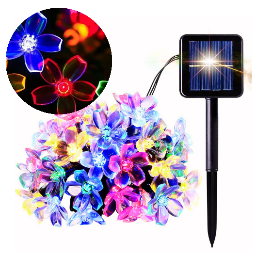 Solar-gartengirlande, Wasserfest, Mit Mehrfarbigen Blumen