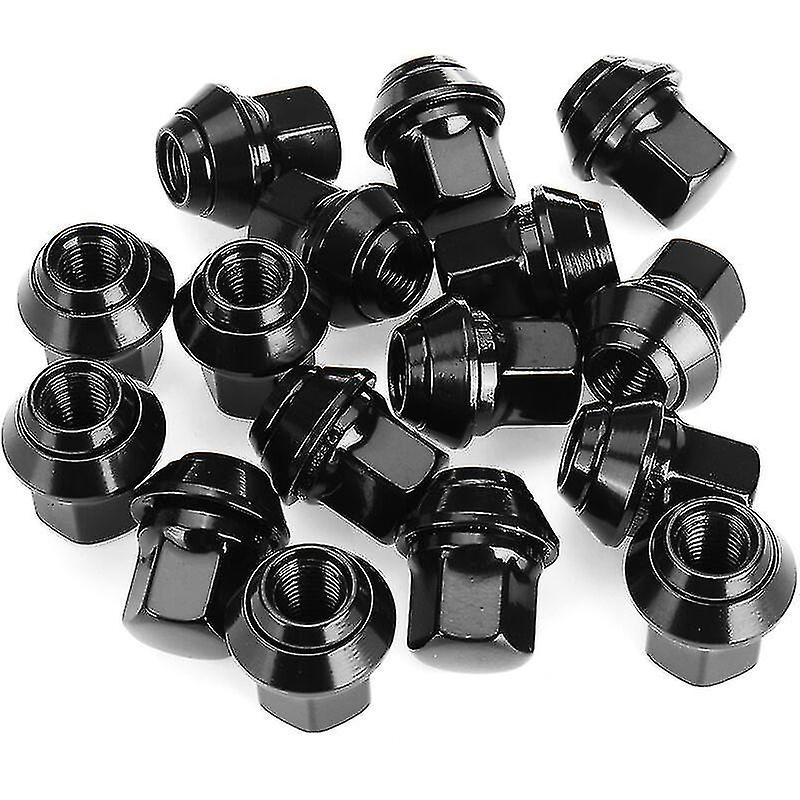 16 Radmuttern - Kompatibel Mit Ford Fiesta, Schwarz, Leichtmetallfelgen, Mk4, Mk5, Mk6, Mk7, Mk8 (m12x1,5)