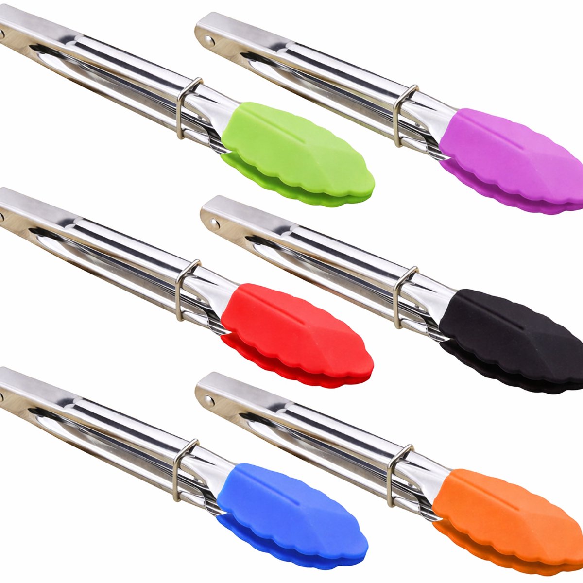 Kleine Silikonspitzenpinzette – Mini-servicepinzette 18 Cm – 6er-pack (grün, Rot, Blau, Lila, Schwarz, Orange)
