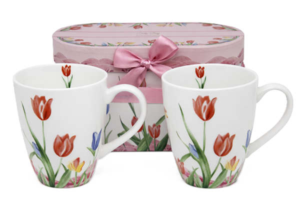 Set Aus Zwei 360-ml-tulpenbechern Aus Porzellan In Geschenkverpackung
