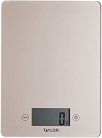 Taylor Pro Digitalwaage De Küche De Präzision De Ultra Schlankes Design, Kompakt, Professionelles Niveau, Funktion De Gewicht Mit Tara Mit Hoher Genauigkeit, Glas Kupfer, 5 Kg De Kapazität.