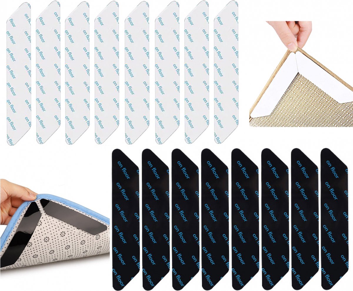 Packung Mit 16 Doppelseitigen Klebestreifen – 18 Cm – Anti-verrutschen Von Teppichen – Teppichklebeband – Fußmattenklebeband – Rutschfest – Anti-rutsch-pads Zur Unterlegung Unter Dem Teppich