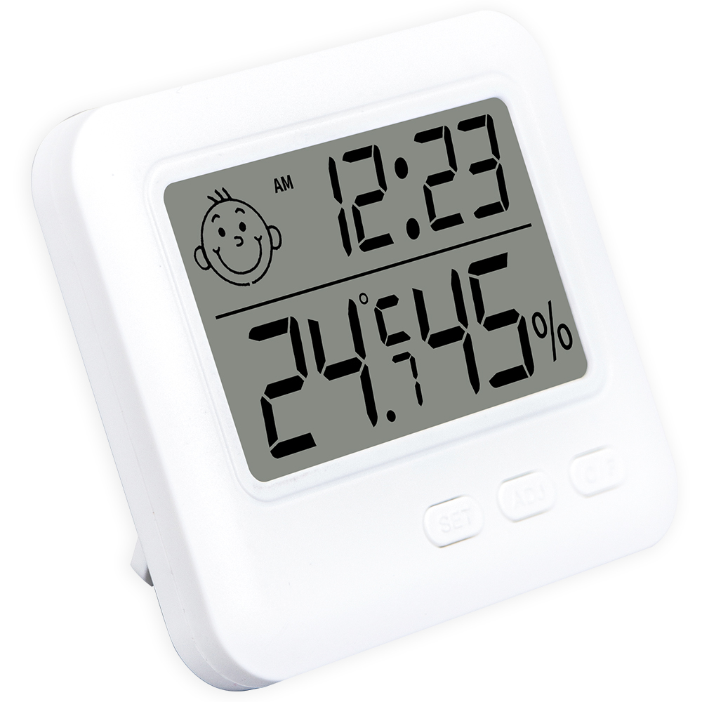 Smiley Fa Temperatur- Und Feuchtigkeitsmesser Für Den Innenbereich, Digitales Lcd-thermometer Und Hygrometer Mit Wecker