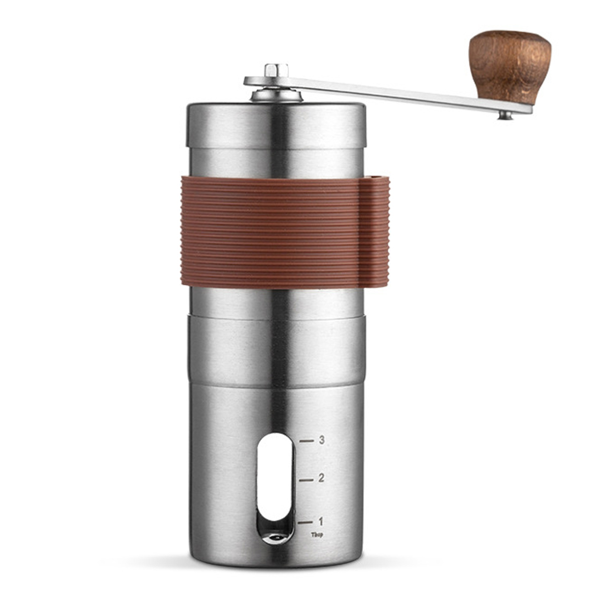 Tragbare Kaffeemühle, Klein Und Kompakt, Mit Rutschfester Silikonhülle, Einstellbarem Mahlgrad, Geeignet Für Zuhause, Büro Und Reisen, Aus Edelstahl.