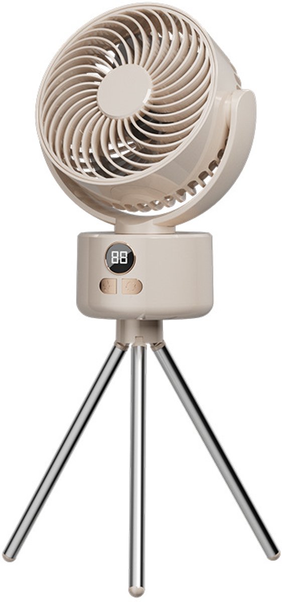 Usb-ventilator – 3600-mah-akku – 3 Geschwindigkeitsstufen – Leiser Betrieb – 140° Neigungswinkel – Automatische Rotation – Led-anzeige – Geeignet Für Zuhause Und Büro – Wiederaufladbar