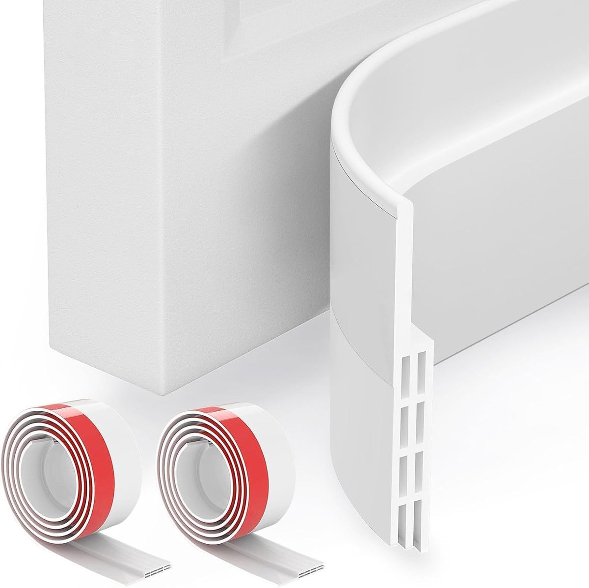 Verstellbarer, Zweiteiliger Türzugluftstopper – Selbstklebender Zugluftstopper – Weiß – 5 Cm (l) X 99 Cm (b)