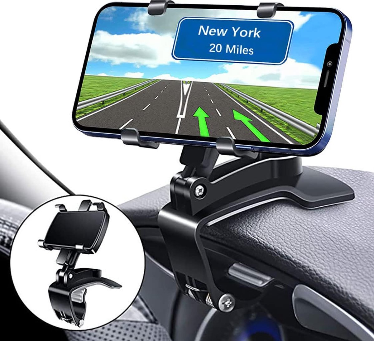 Auto-handyhalterung – 360° Drehbare Armaturenbretthalterung – Passend Für Smartphones Von 4 Bis 7 Zoll – Verstellbare Handyhalterung – Schwarz