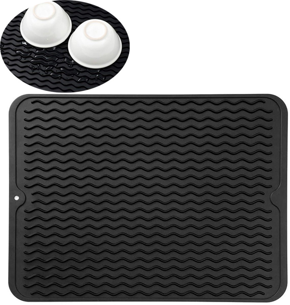 Spülbeckenmatte – Silikon – Spülbeckenschutz – Abtropfmatte – Schützt Spüle, Becken Und Geschirr Vor Kratzern Und Beschädigungen – Schwarz – 40 X 30 Cm