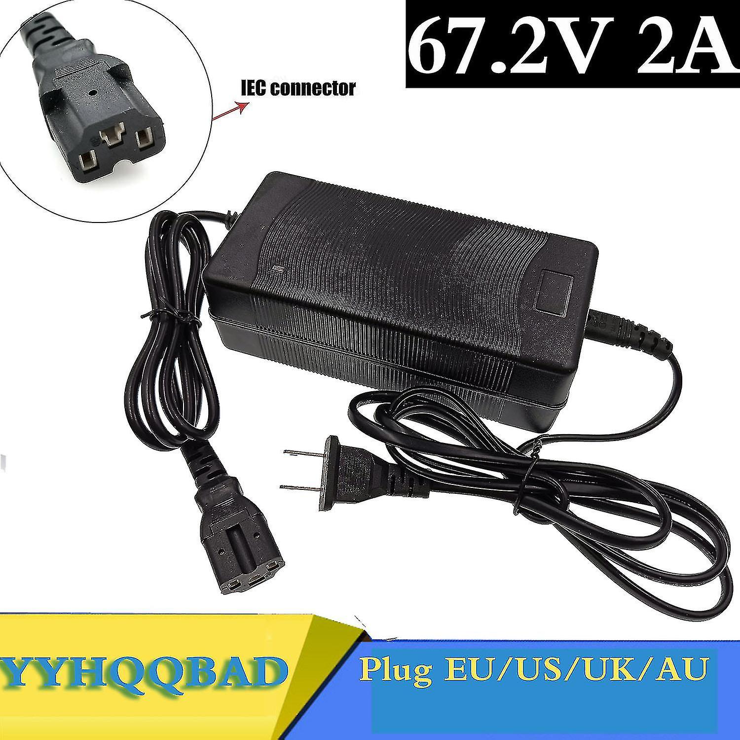 67,2 V 2 A Lithium-akkuladegerät, Kompatibel Mit 60 V Lithium-ionen-akkus, E-bike-ladegerät Mit Pc-anschluss Und Iec-anschluss