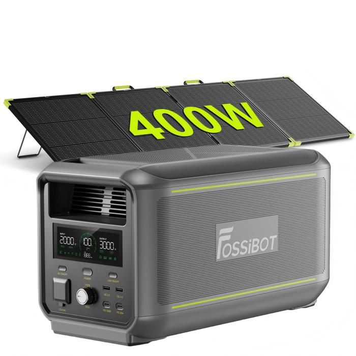 Fossibot F3000 Elektrischer Generator - 3000w - 2048wh - 230v - Lifepo4 - Stromversorgung + Sp400pro 400w Solarpanel - Camping Rv - App