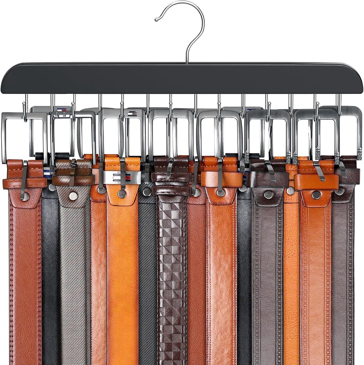 Gürtelhalter Für Den Kleiderschrank – 14 Haken – 2-in-1-gürtelhalter – Drehbarer Ständer – Kleiderschrank-organizer – Bietet Platz Für Bis Zu 42 Gürtel – Garderobenaccessoire