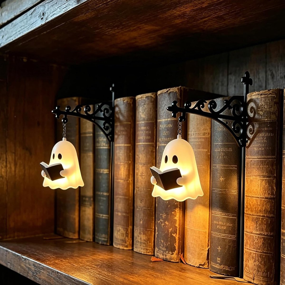 2er-set – Buchstützen Aus Metall – Buchstützen Mit Beleuchtung – Bibliothekslaterne – Miniatur-regallaterne – Leselampe Für Die Bibliothek – Dekorative Regalbeleuchtung