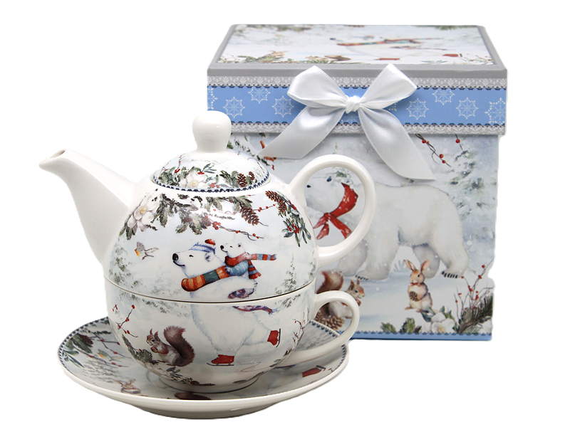 Weihnachtsset „tee Für Eine Person Bären“ – Krug Und Tasse Als Geschenk