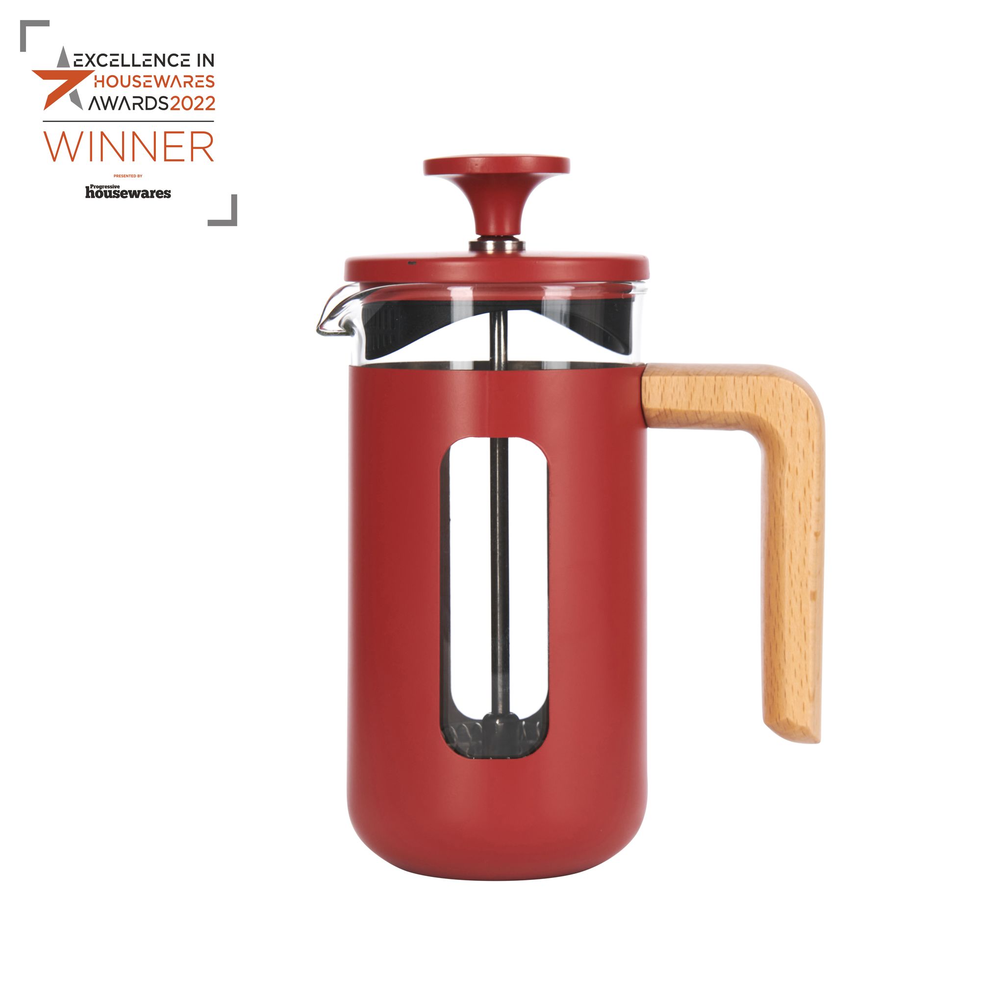 La Cafetiere Pisa - Kaffeemaschine Aus Rostfreiem Stahl, 3 Tassen, Rote Farbe, Geschenkbox