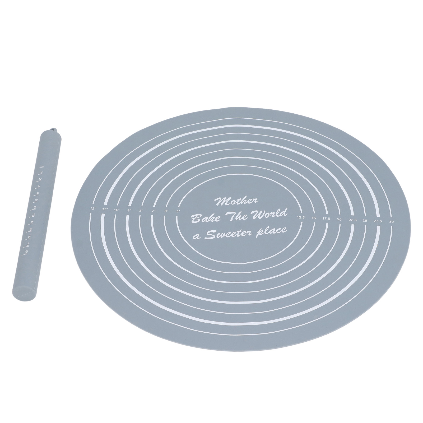 Graues Silikon-nudelholz-set, Inklusive Antihaft-teigmatte Und Markierungen, Geeignet Zum Backen, Für Gebäck, Als Küchenutensil Und Für Desserts.