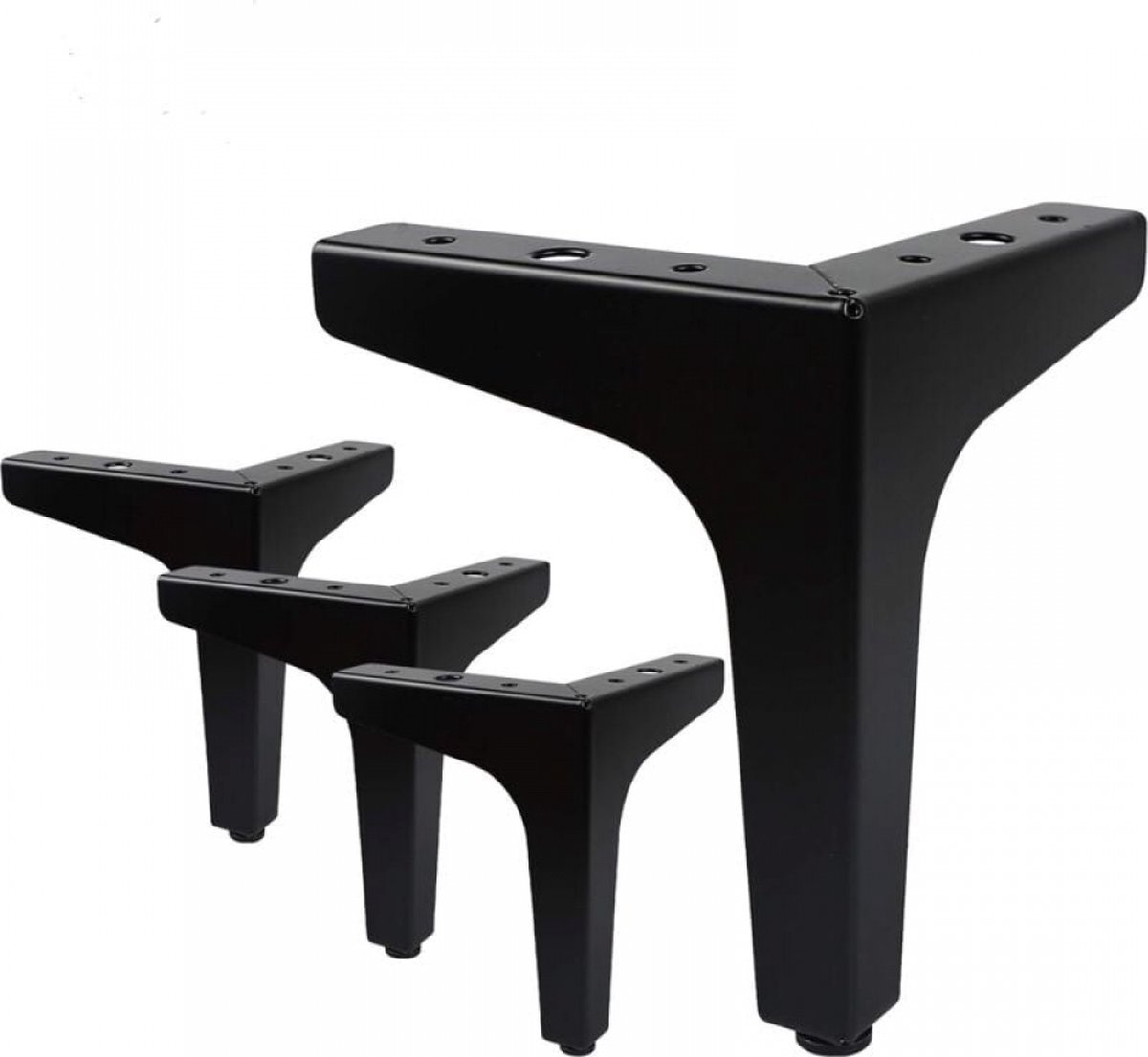 4er-set Möbelfüße – Sofafüße – Kleine Schwarze Möbelfüße – 15 Cm – Eisen – Dreieckig – Für Schränke, Sofas