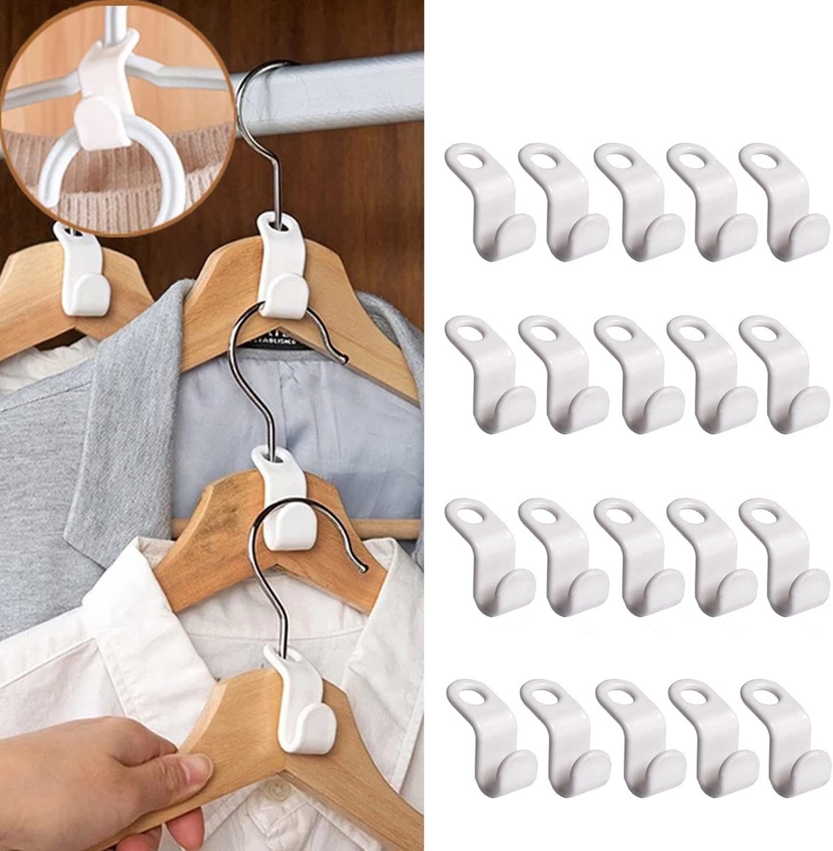 Set Mit 20 Verbindungshaken Für Kleiderbügel – Kleiderbügel – Verbindungshaken – Aufhängehaken – Kleiderhaken – Hakenbügel – Platzsparende Kleiderbügel