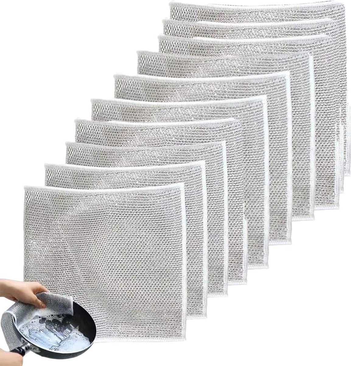 Set Mit 10 Geschirrtüchern Aus Stahldraht – 20 X 20 Cm – Haushaltstücher – Geschirrtücher – Reinigungstücher – Papierhandtücher – Küchentücher – Waschbar – Haushaltsreinigungstücher