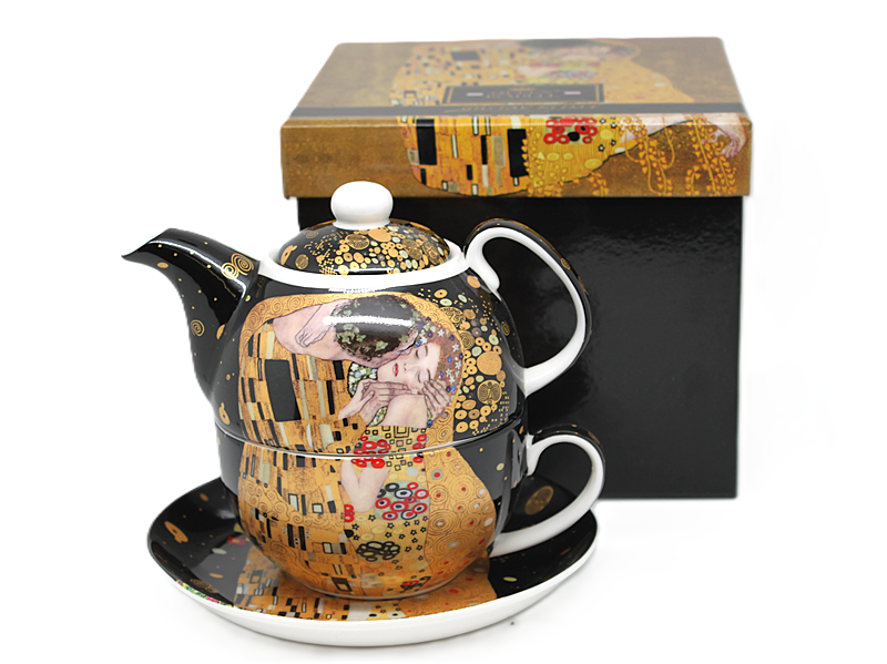 Tasse Und Krug „gustav Klimt Kuss“ Aus Elegantem Porzellan – Als Geschenk