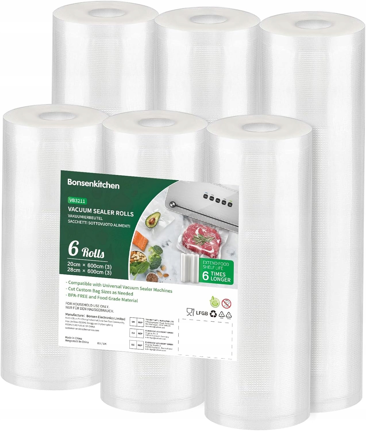 Bonsenkitchen Vakuumrollen 6x Folie Für Sous-vide-garer Bpa-frei