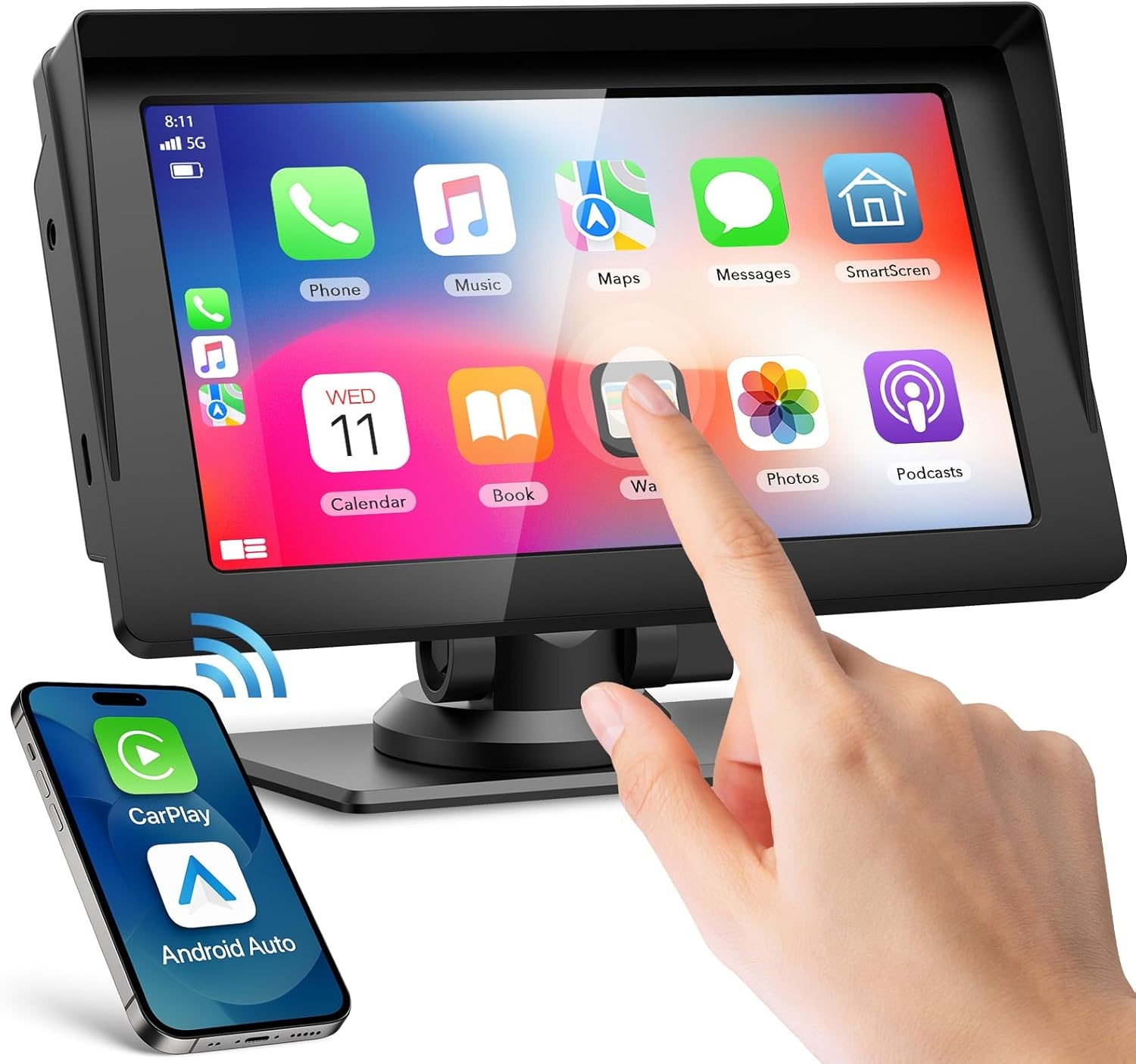 7-zoll-autoradio Mit Kabelloser Carplay-funktion, Touchscreen, Android Auto, Bluetooth 5.0, Fm-transmitter Und Aux-anschluss, Touchscreen Für Spiele Und Mehr.